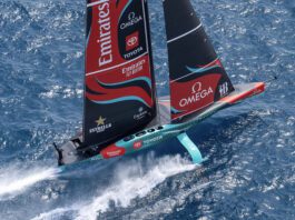 New Zealand Emirates race in the Louis Vuitton Preliminary Regatta on 25 August 2024. (Photo/ Ian Roman/ America's Cup)