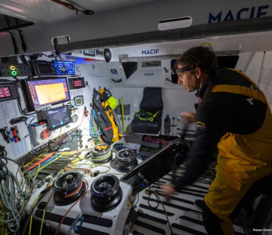 LORIENT, FRANCE - OCTOBER 7, 2024 : MACIF Santé Prévoyance skipper Charlie Dalin (FRA) is pictured training on October 7, 2024 in Lorient, France - (Photo/ Ronan Gladu / Disobey / Macif)