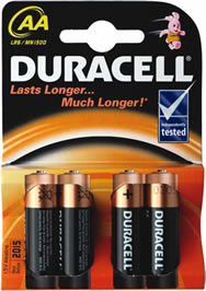 Duracell 4 Pack Batteries