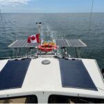 600-watt solar panel system on Summer Twins 28 sailing catamaran Caribbean Soul 2. (Photo/ Clifford Burgess)