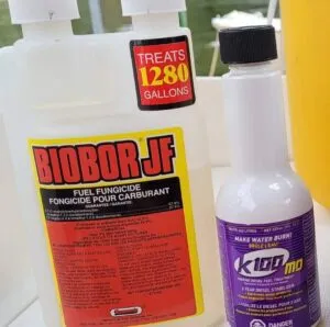 A Practical Sailor favorite, Biobor JF, is a key part of your fall fuel tank prep work to keep fungus away. Marc also recommends K-100 MD to reduce the risk of condensation in the fuel tank. (Photo/ Marc Robic)