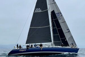 The two smallest sails ahead of the mast are stay sails, capturing the wind in the slot between the genoa and the main. Photo courtesy of Quantum Sails. 