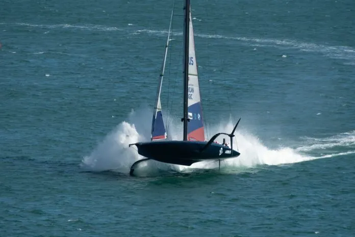 America's Cup sailboats have progressed from deep-keel monohull J-class Yachts, to regal Twelve Meters, to rambunctious wing-sailed catamarans. The rule now restricts boats to a single hull, but allows retractable, hydraulically actuated foils. Top speeds of 40 knots are common. (Photo/Shutterstock)