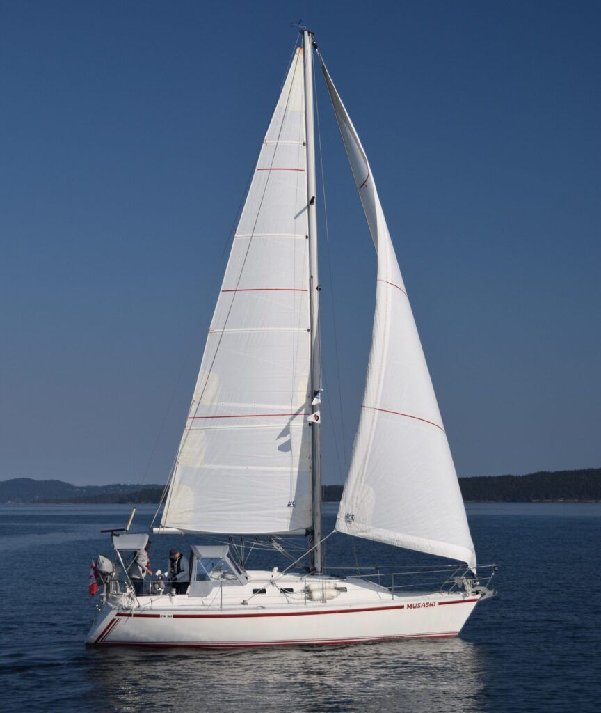 Canadian Sailcraft has a reputation for good craftsmanship, which holds true for the CS 30. The slim bow, beamy midship, and tapered stern balance comfort with speed. Her tall rig allows for great sailing performance. (Photo/ Bert Vermeer)