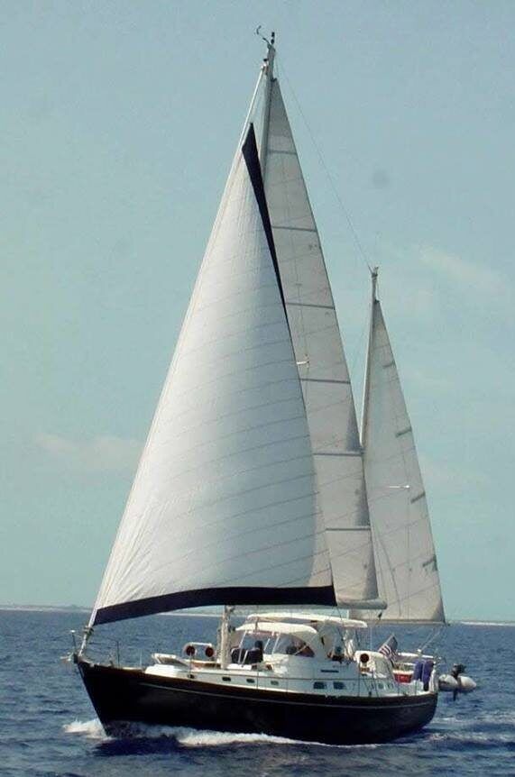 The Hinckley 49 is a classy cruiser with a craftsmanship pedigree. When winds are too light for her sail set, a powerful engine will keep you at 9 knots so you can still tick off those cruising miles. Photo courtesy of Boston Charter Boat.