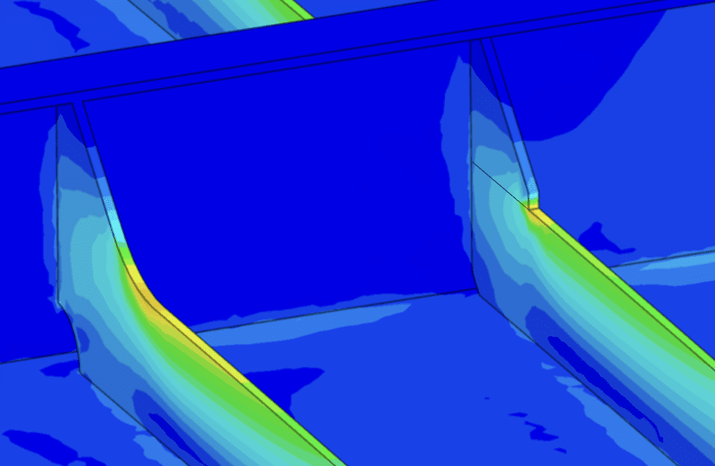 Figure 7: Stiffener terminations with integrated (left) and separate (right) brackets