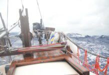 During an Atlantic crossing in 2015, Super Storm Sandy hit us about two days out from Tenerife and lasted almost a month with winds between 30 and 40 knots plus big seas. (Photo/ Roland Stockham)