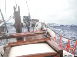 During an Atlantic crossing in 2015, Super Storm Sandy hit us about two days out from Tenerife and lasted almost a month with winds between 30 and 40 knots plus big seas. (Photo/ Roland Stockham)