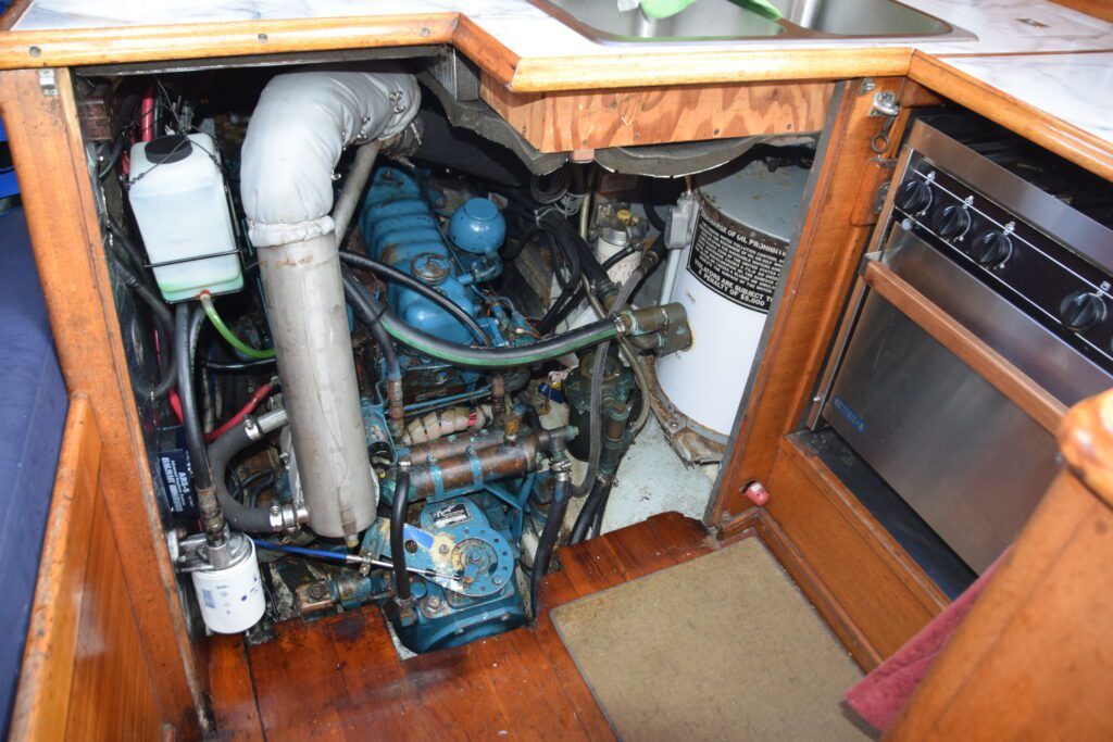 This Ericson 41 has a Perkins 4-108 diesel that produces 53 hp at 2500 rpm. That works out to be a 6-knot cruising speed at 1900 rpm with rpm in reserve. (Photo/ Bert Vermeer)