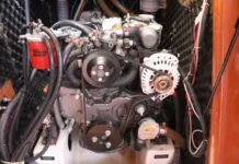 This is the original Yanmar 4JH5E 54hp normally aspirated engine supplied by Beneteau. We've done 6,000 hours over the last 13 years. (Photo/ Brett Campbell)