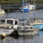 Old, decomposing fiberglass boats in Hennebont, next to Lorient, in the Morbihan region of Bretagne, France. (Photo/ Angie Richard)