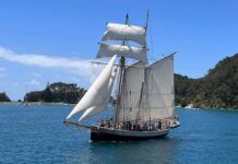 The R. Tucker Thompson is a tall ship based in the Bay of Islands, Aotearoa New Zealand. It operates as a not-for-profit, and takes Northland’s young people on 7-day voyages. (Photo courtesy of R. Tucker Thompson)