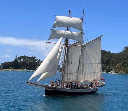 The R. Tucker Thompson is a tall ship based in the Bay of Islands, Aotearoa New Zealand. It operates as a not-for-profit, and takes Northland’s young people on 7-day voyages. (Photo courtesy of R. Tucker Thompson)