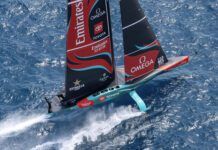 New Zealand Emirates race in the Louis Vuitton Preliminary Regatta on 25 August 2024. (Photo/ Ian Roman/ America's Cup)