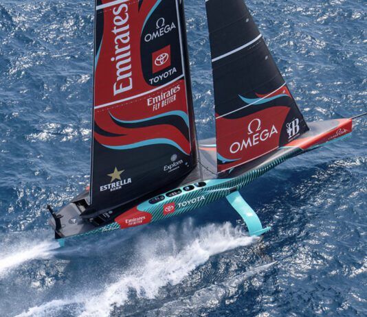 New Zealand Emirates race in the Louis Vuitton Preliminary Regatta on 25 August 2024. (Photo/ Ian Roman/ America's Cup)