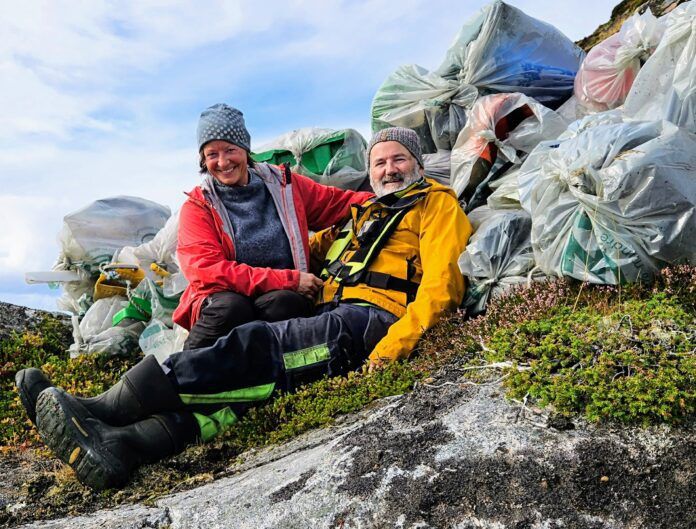 Ellen and Birger live full-time on their Fontaine Pajot Lavezzi and are paid to clean up remote natural reserves in Norway. (Photo/ Birger Haftor Nilsen and Ellen Gjertsen)