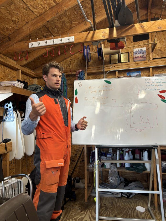 The author in his j70 coaching role, giving a chalk talk. (Photo/ Nick Van Antwerp)