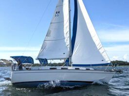 If you're looking for a roomy coastal cruiser and tend on the taller side, the Pearson 303's offers a solid build and 6-ft. 3-in. headroom. Photo courtesy of Sailboatlistings.com.