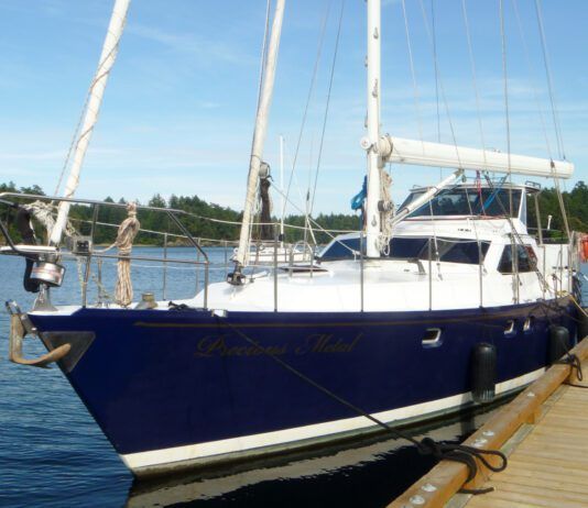 Luckily, Precious Metal, a 48-ft. monohull, has a steel hull, which was able to withstand a lightning strike 200 nm off the coast of Central America. (Photo/ Pamela Bendall)