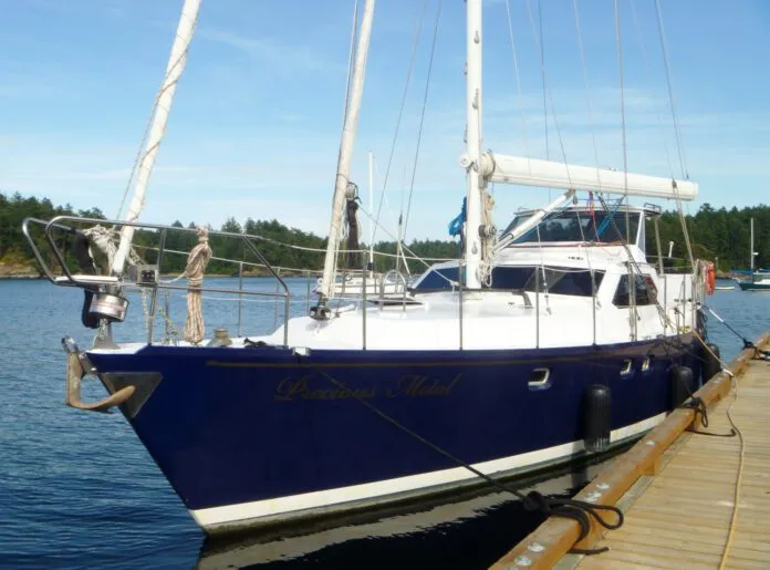 Luckily, Precious Metal, a 48-ft. monohull, has a steel hull, which was able to withstand a lightning strike 200 nm off the coast of Central America. (Photo/ Pamela Bendall)