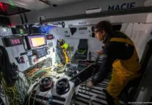 LORIENT, FRANCE - OCTOBER 7, 2024 : MACIF Santé Prévoyance skipper Charlie Dalin (FRA) is pictured training on October 7, 2024 in Lorient, France - (Photo/ Ronan Gladu / Disobey / Macif)